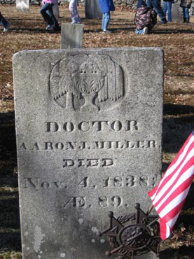 Headstone of Aaron John Miller in the Fuller Cemetery